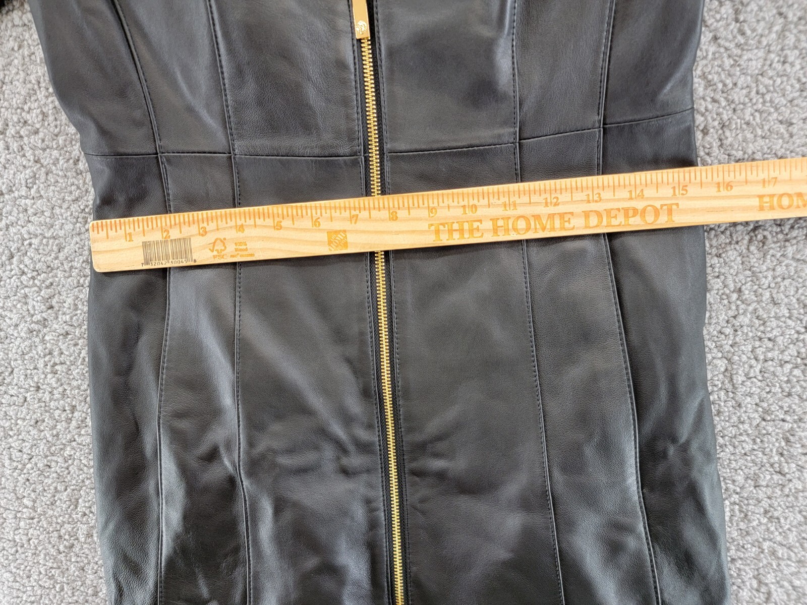 Pre-owned Anne Klein Stand-collar Leather Coat Women's Pxs Black Long Sleeves Full-zip