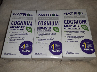 Natrol Cognium Extra Strength 3 Bottles 60 Tablets Each Exp 06/2026 Free Ship