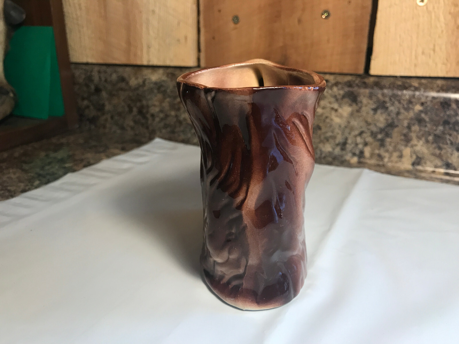 Vintage Ceramic Cat Climbing Tree Planter