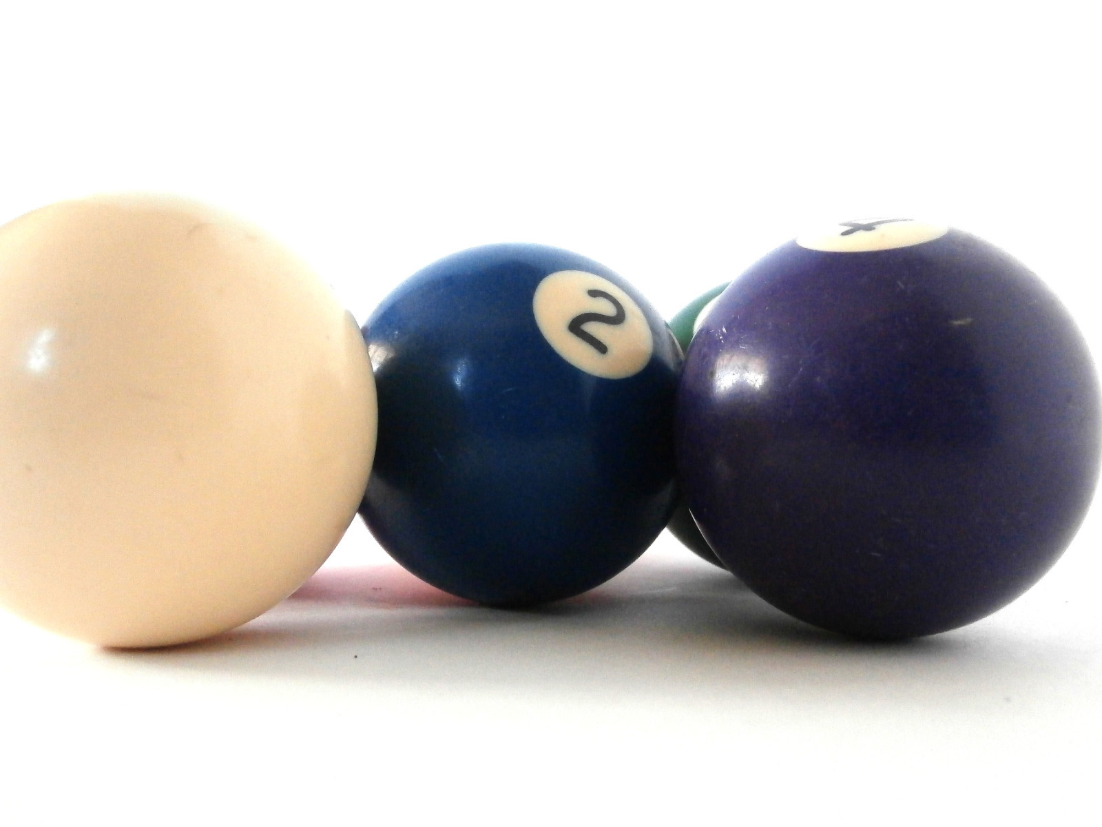 Billiard Balls Lot of Six Vintage Pool Balls; 1 Cue Ball & 5 Colored Balls