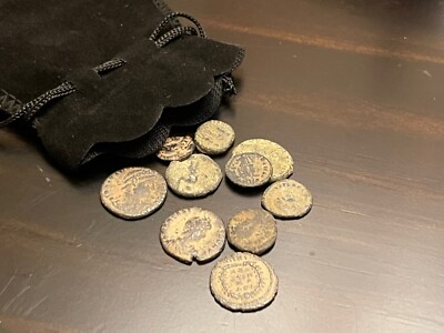 BAG OF 5 UNRESEARCHED ANCIENT ROMAN SMALL (AE4) BRONZE COINS - 1500+ YEARS OLD