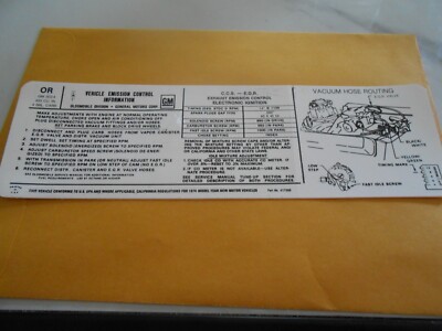 1974 Reproduction Hurst-Oldsmobile W-30 Emission Decal