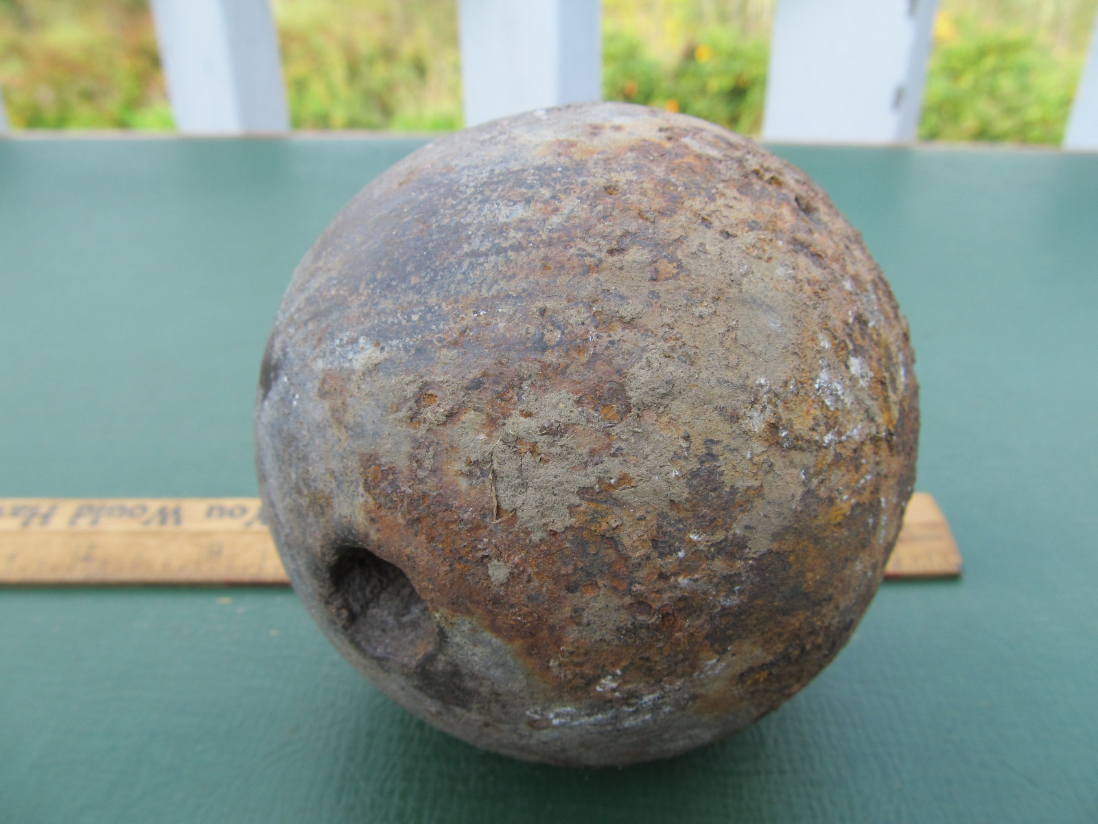 Antique Canon Ball Counterweight 7 lbs 3 oz 3 7/8 Inch Diameter