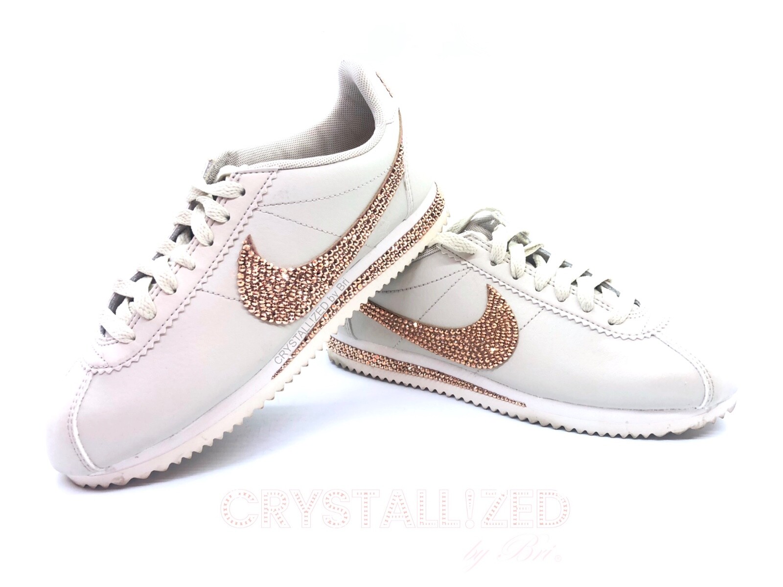 Pre-owned Nike Any Color Crystallized  Sneakers Women Crystals Rose Gold Bling