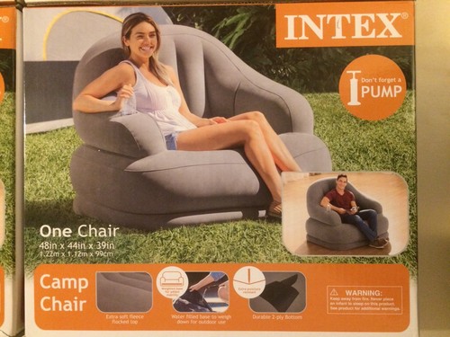 4 Intex Inflatable Gray Large Outdoor Camping Chairs - 48 in x 44 in x 39 in