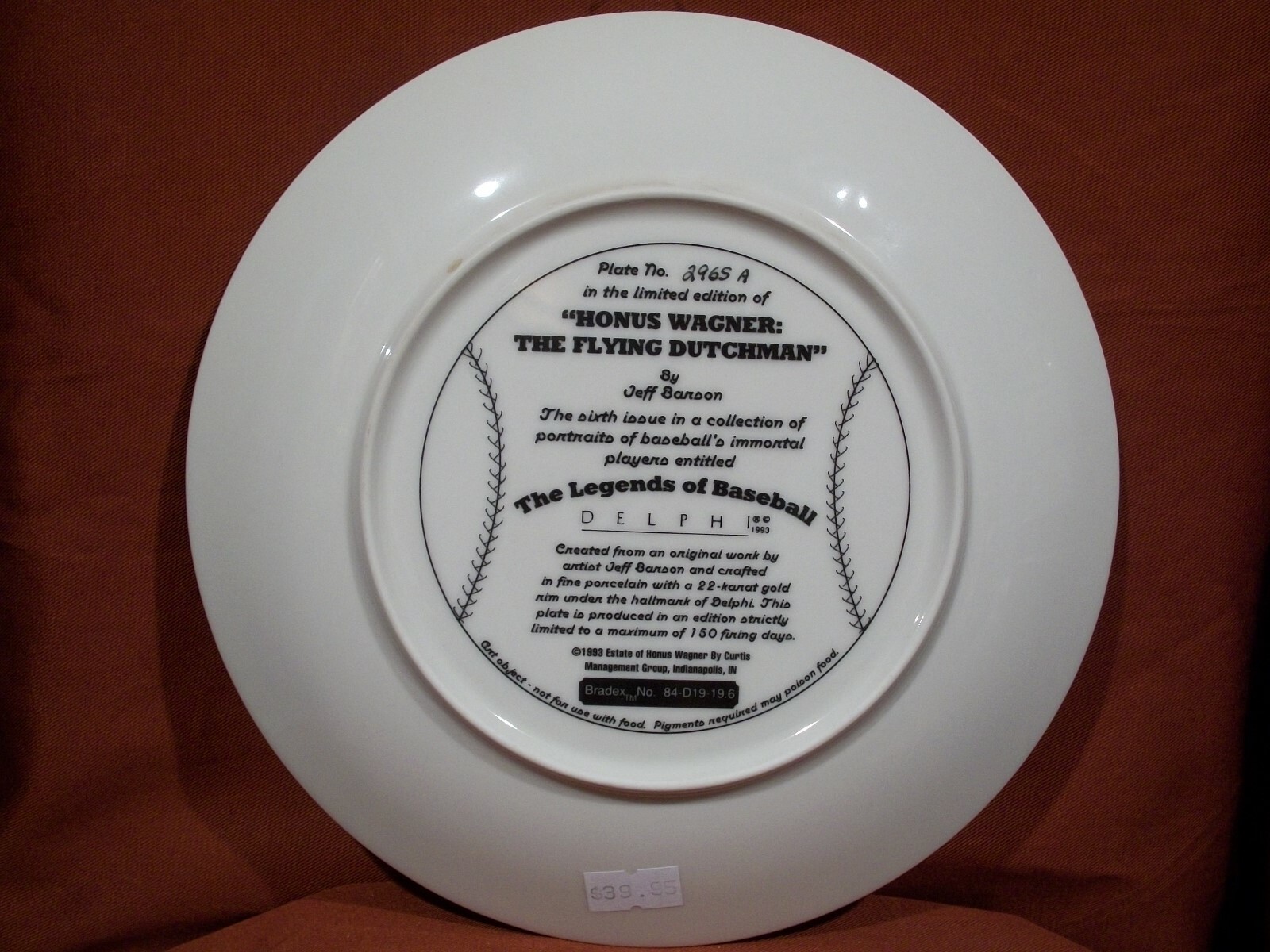 Bradford Exchange Baseball Plate  Honus Wagner