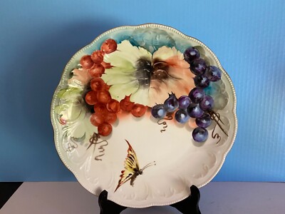 Vintage Plate Fruit & Butterfly 12'' Across Nice Large Plate 