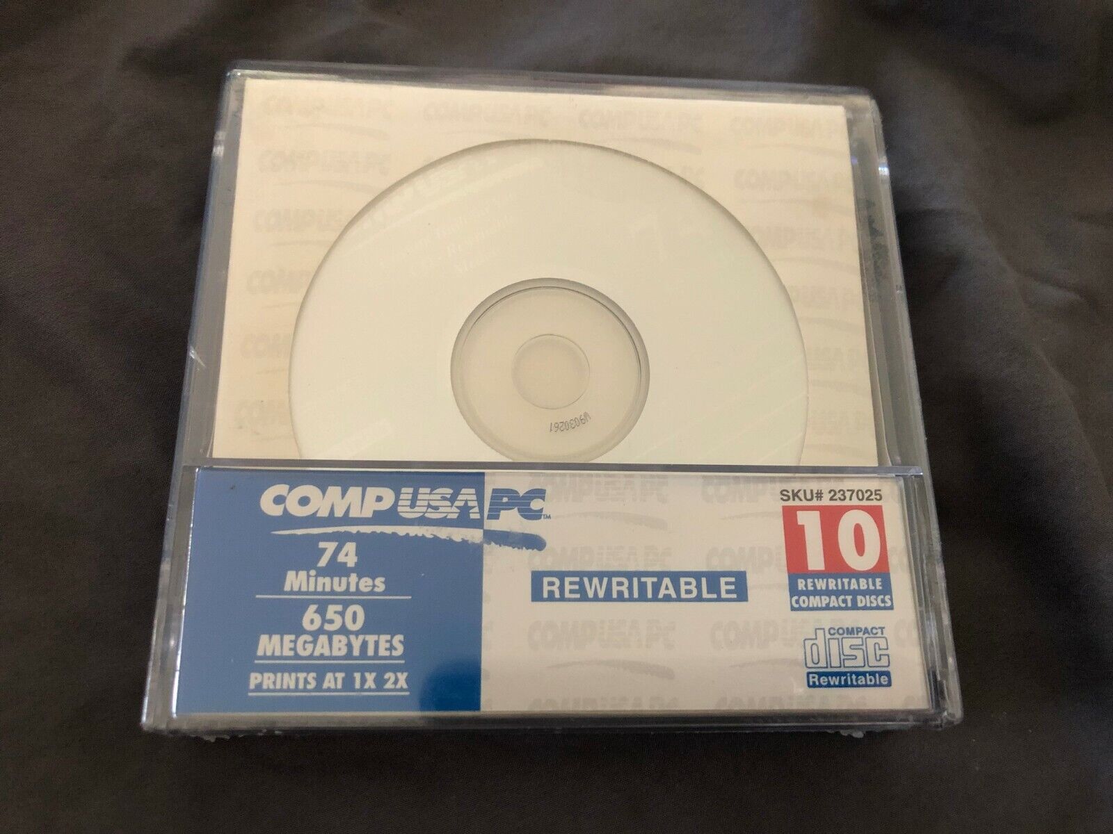Comp[USA PC New Rewritable Compact Discs 10 pack 650 MB 74 Min 