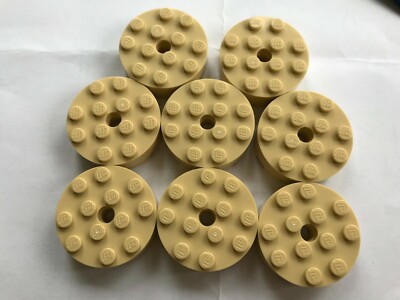LEGO- NEW-#87081-TAN-BRICK ROUND 4 X 4 W/HOLE-10 PIECES
