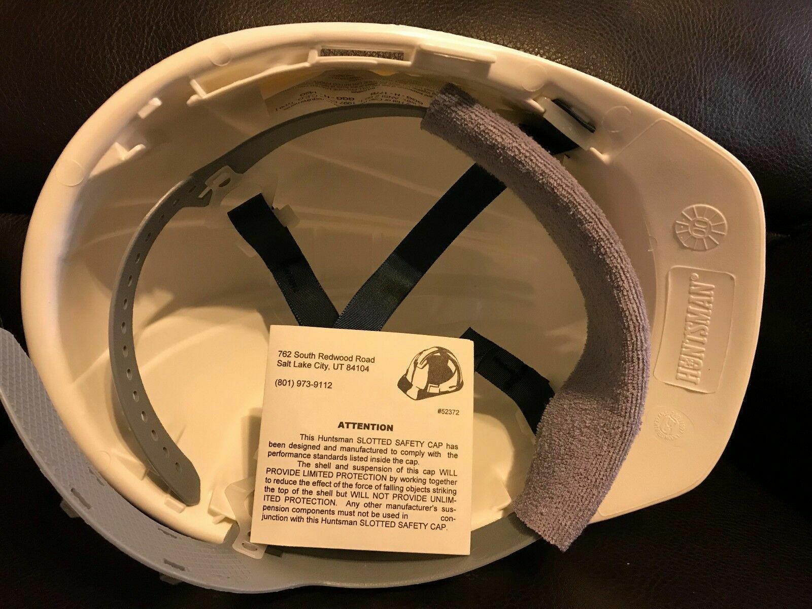 Lot of 5 Safety Helmet NEW! Huntsman Hard Hat White Cap 4 Point Ratchet ANSI