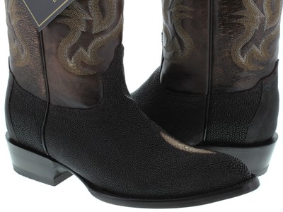 Pre-owned El Presidente Mens Western Cowboy Boots Brown Real Stingray Diamond Skin Leather J Toe
