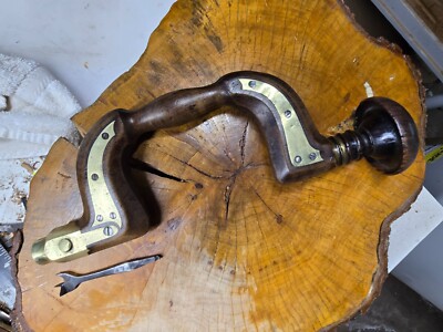 Antique Wood & Brass Brace, Dixon Hermitage Works Sheffield, with 1'' bit