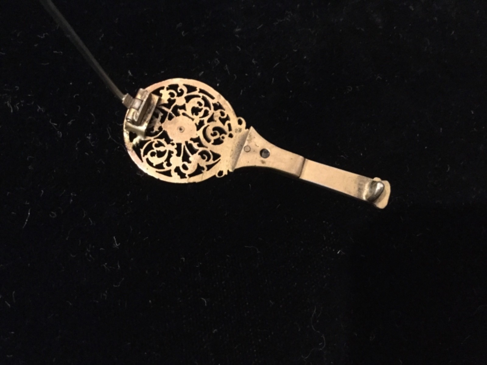 Antique Victorian  filigree gold filled tennis racquet shaped brooch pin