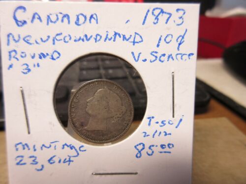 1873 Canada Newfoundland 10 Cents Silver KM #3