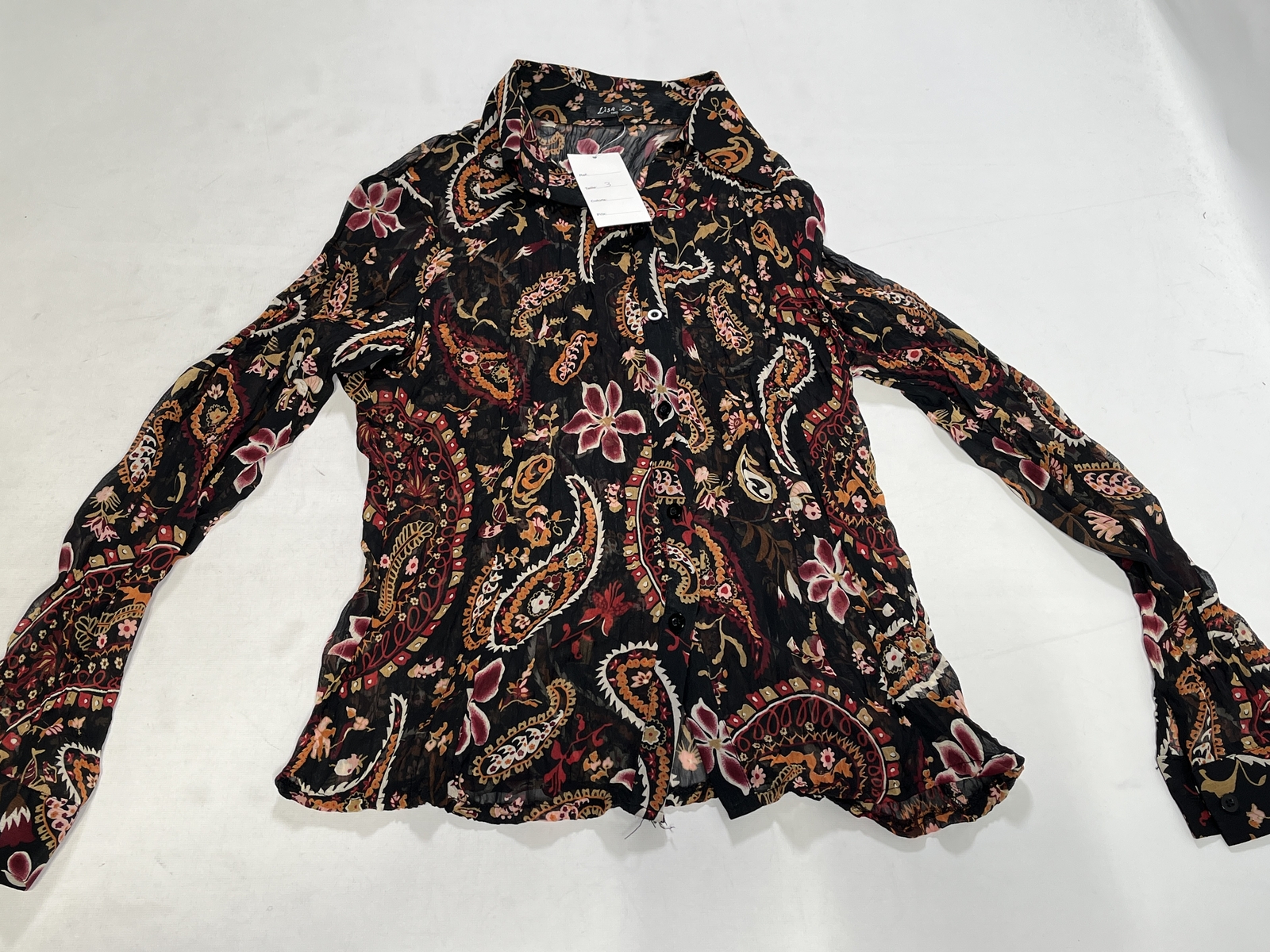 Womens Lisa D Black Paisley Sheer Top Size 3 NEW