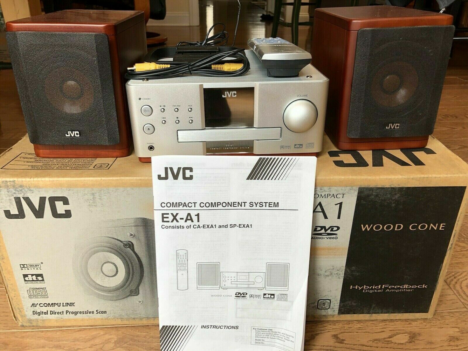 JVC EX-A1 DVD Audio Wood Cone Speakers Stereo Compact in JVC EX-A1 DVD Audio Wood Cone Speakers Stereo Compact in