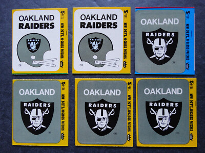 1979 Fleer Team Action Oakland Raiders Team Set of 6 Football Sticker Cards