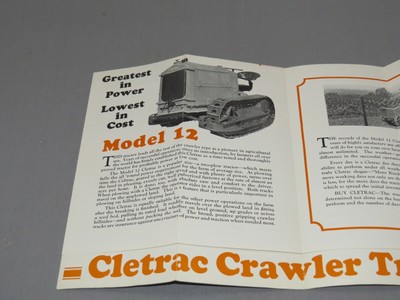Vintage CLETRAC Crawler Tractor model 12 Twelve sales Brochure Cleveland Tractor