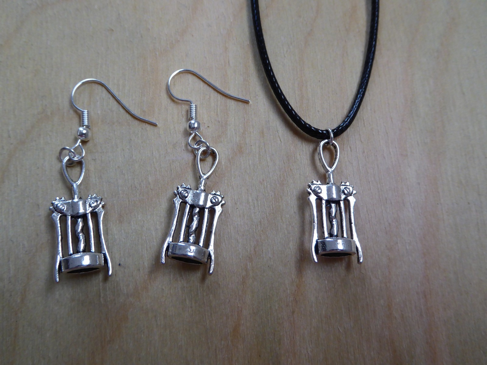 Tropicalia Handcrafted Necklace Earrings Tibetan Silver Charms Corkscrew Indie