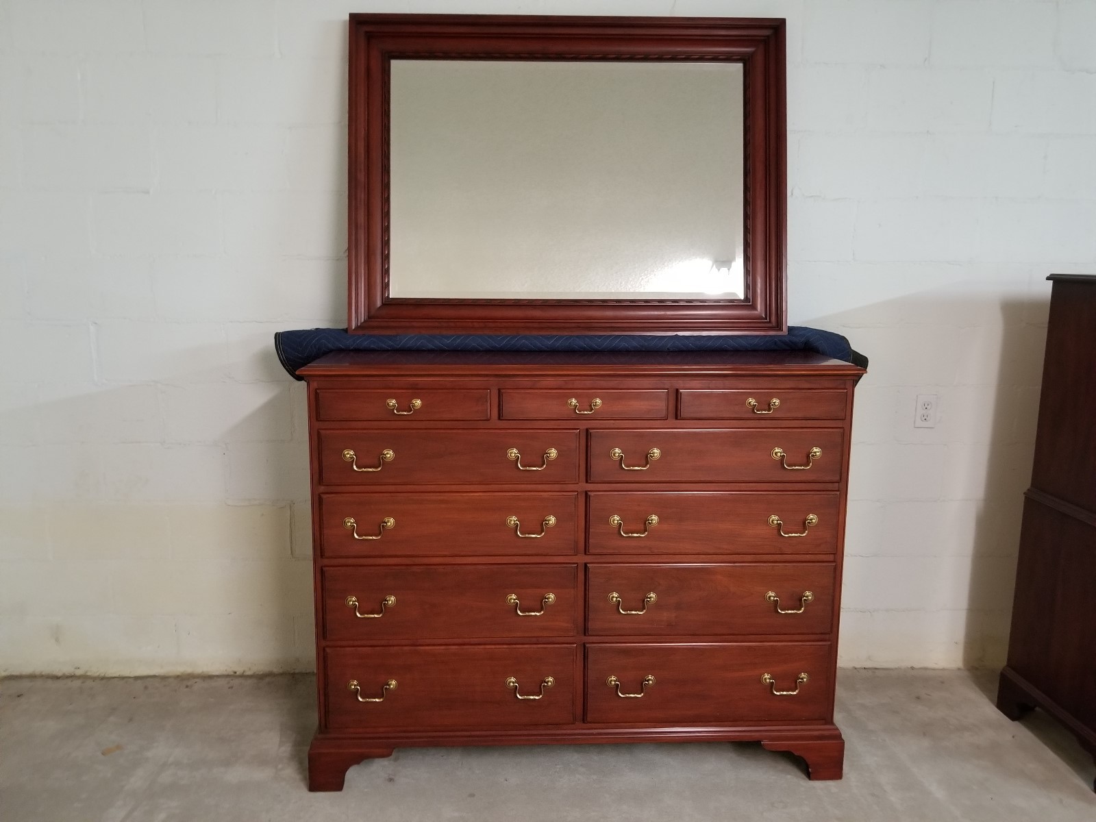 HENKEL HARRIS CHERRY CHEST DRESSER 167 W/JEWELRY DRAWERS MIRROR H8