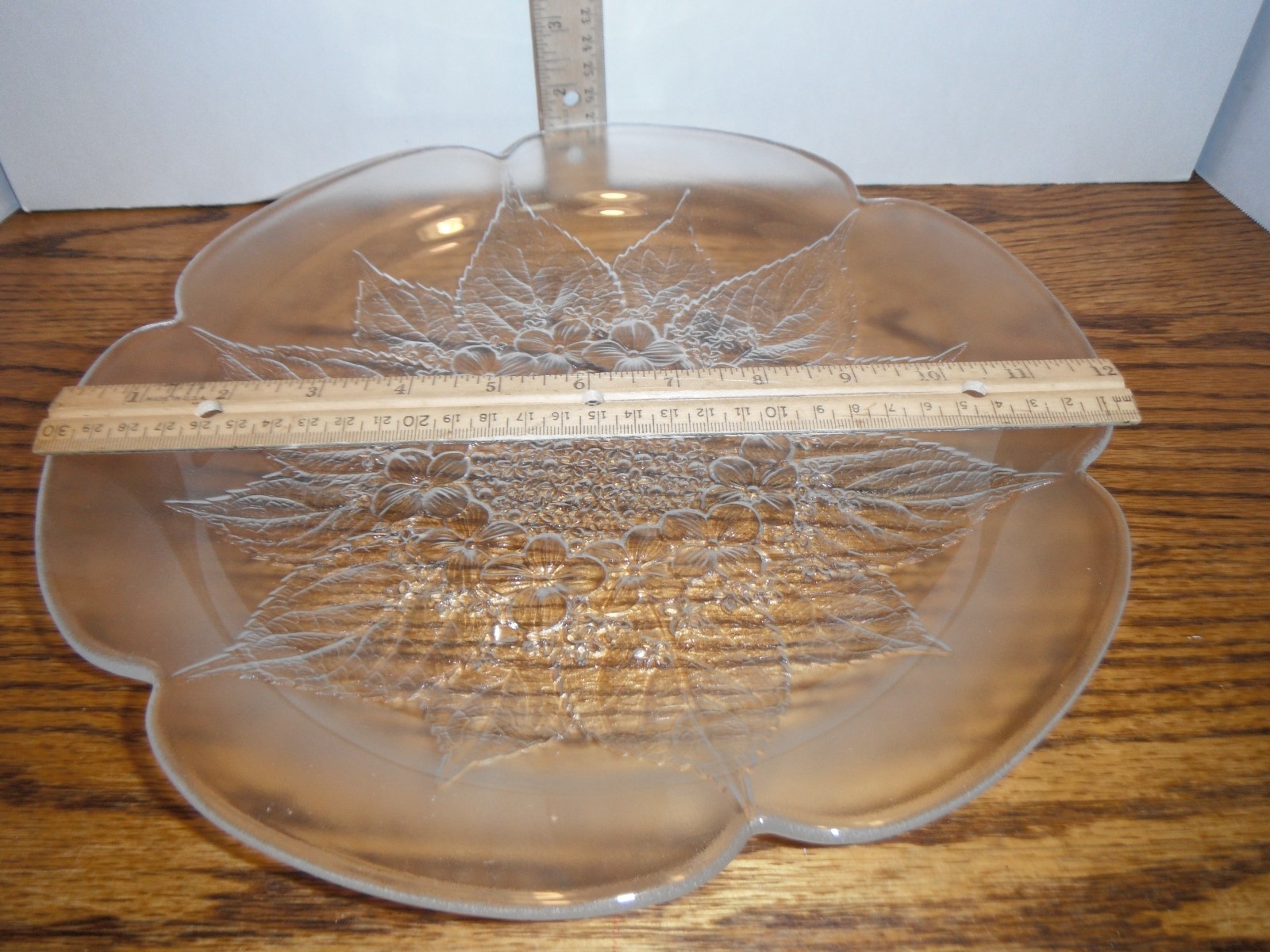 Flower Depression Clear Glass Platter Wedding  Holiday Server Plate Platter
