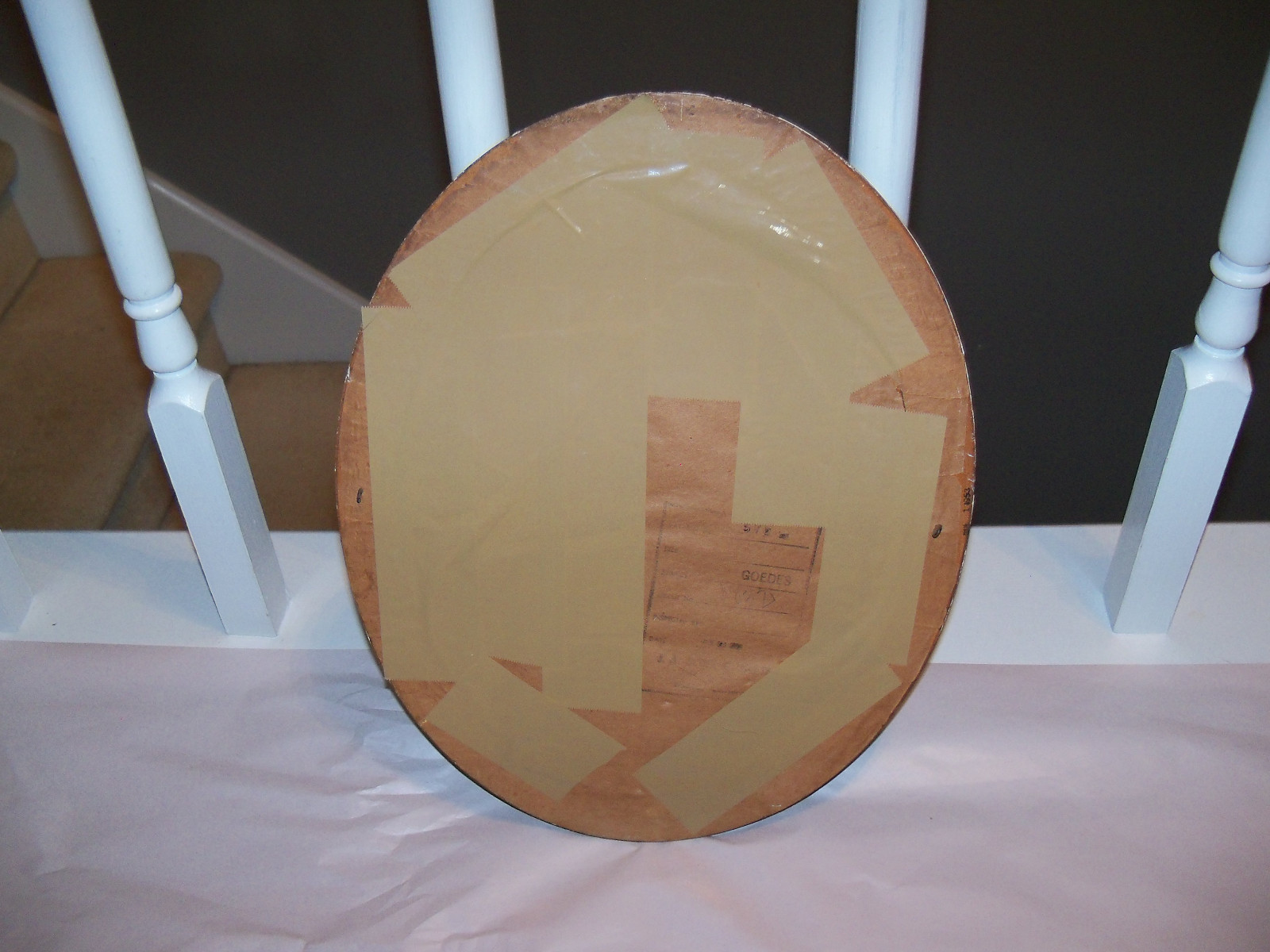 Antique Oval Wood PICTURE FRAME w/Vintage La Mode Illustree PRINT Gilguin Paris