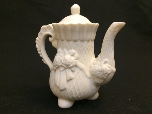 Vintage White Ivory Bisque Porcelain Dollhouse Miniature Tea Set