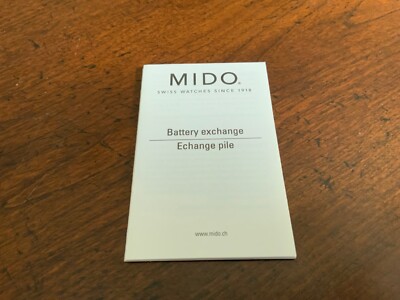 Mido Watch Instructions Booklet Users Manual Battery Exchange.