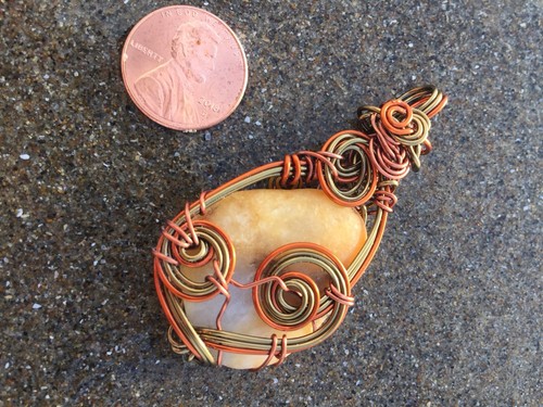 Copper Wired Agate Pendant~Ships Today!
