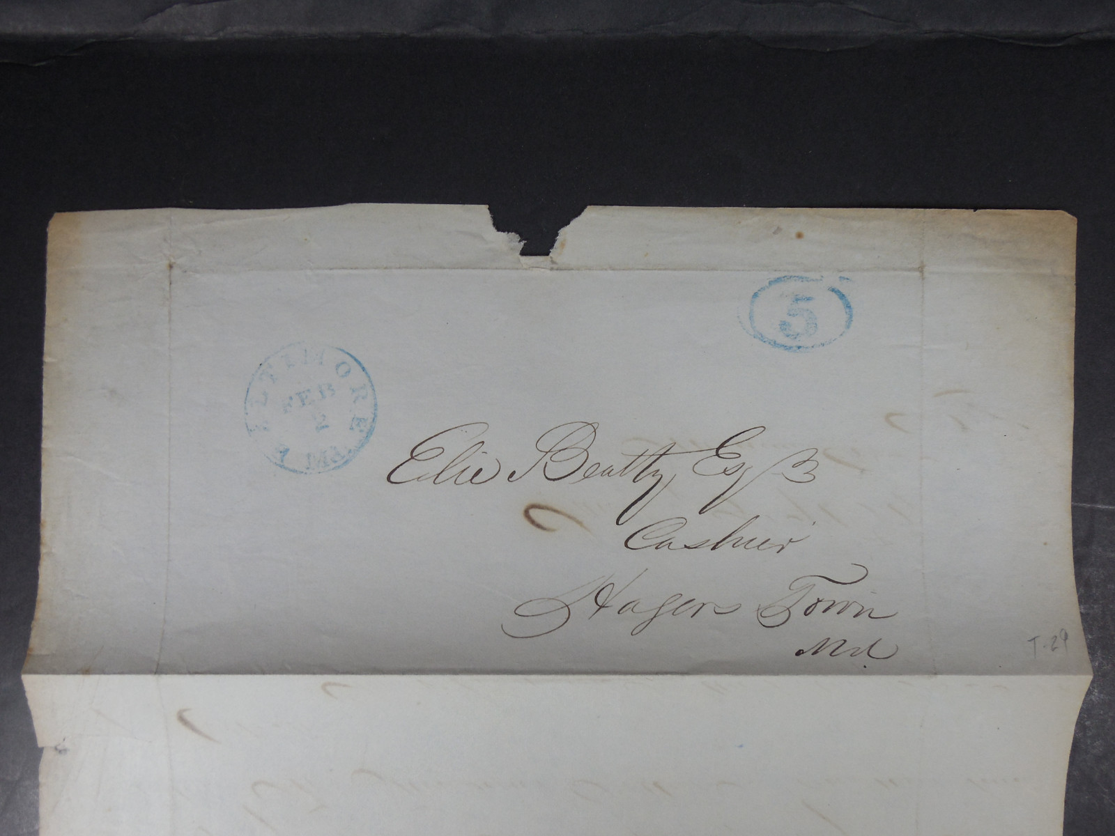 1840 BATH BANK COLLECTION LETTER BALTIMORE MARYLAND HISTORICAL PAPER EPHEMERA