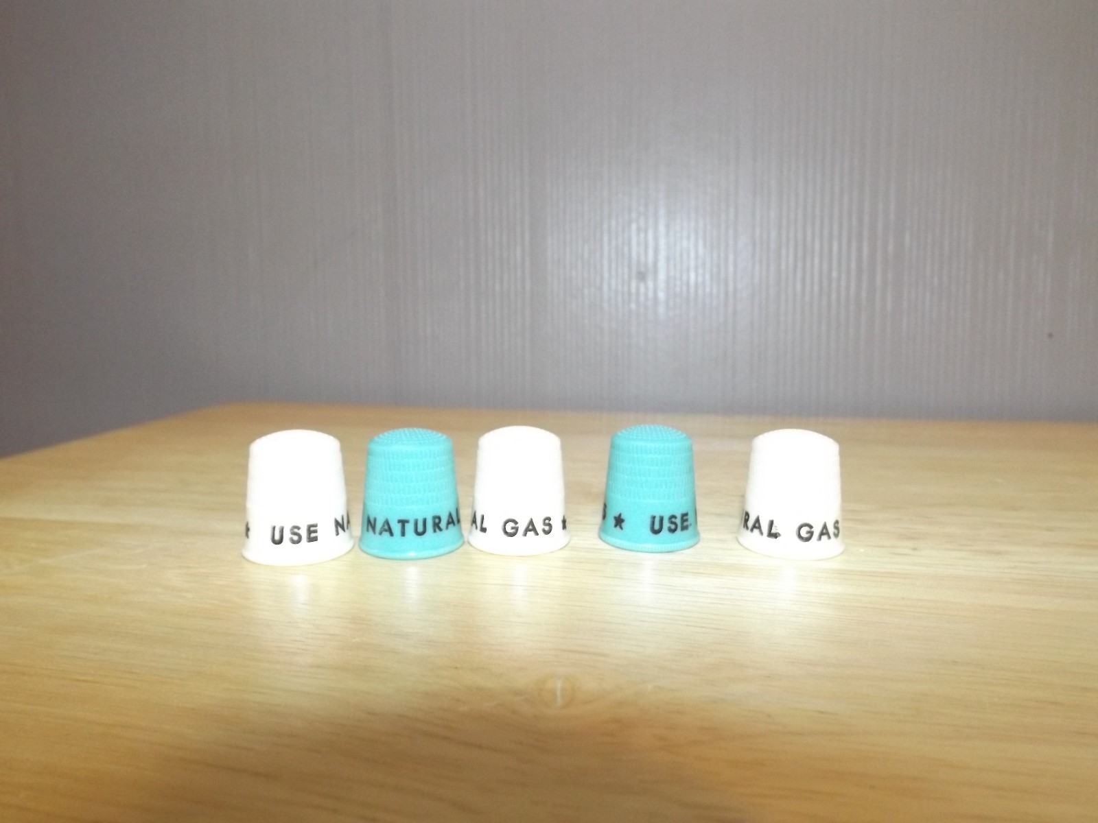 Lot of 5 Vtg Plastic Advertising Thimbles Use Natural Gas