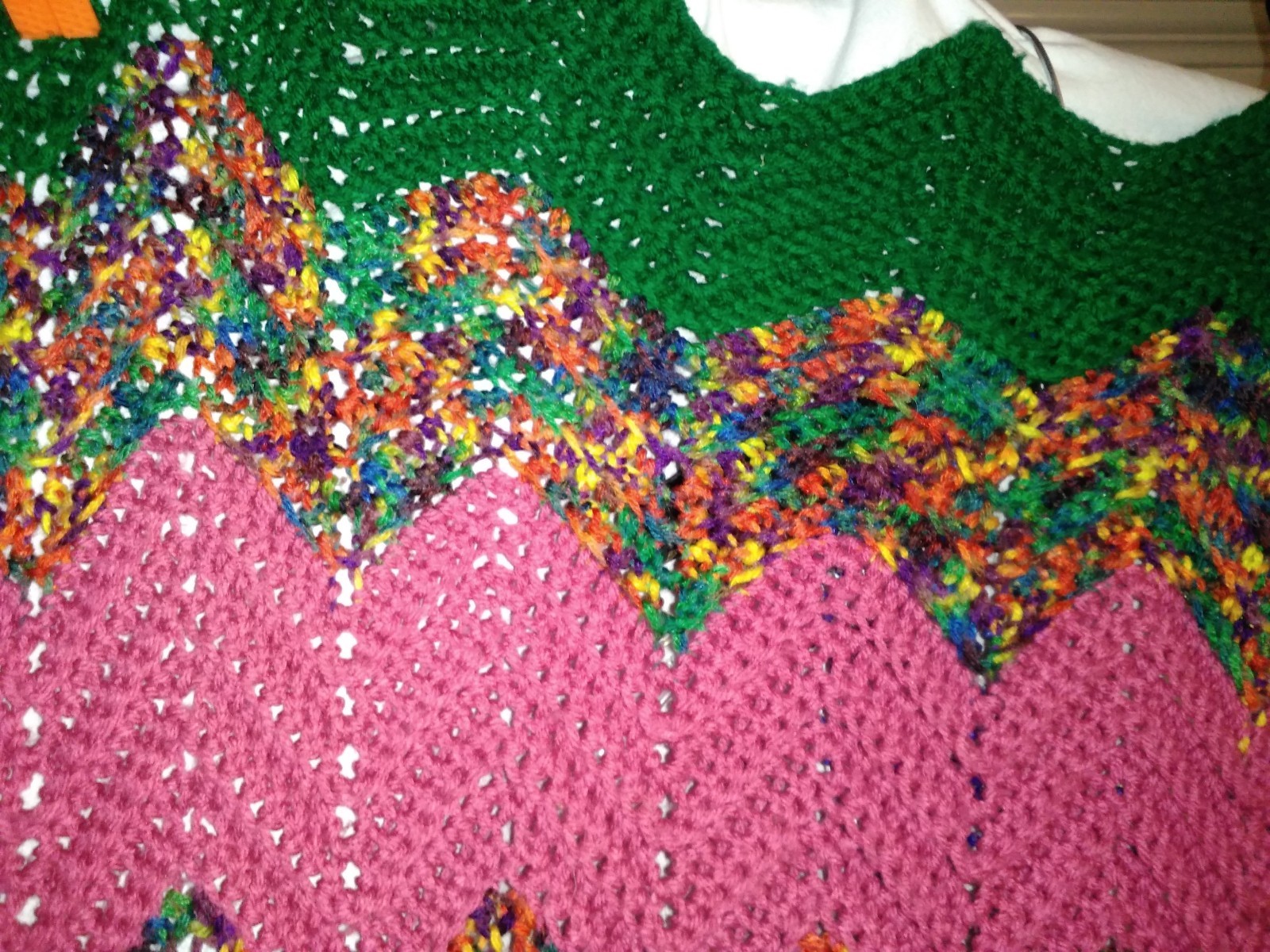 Handmade Multi Colored Crochet Afghan Chevron Design 45