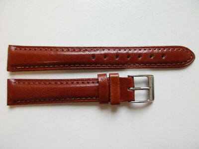 Ruby brown shiny calf-leather 16 MM padded dress watch band strap