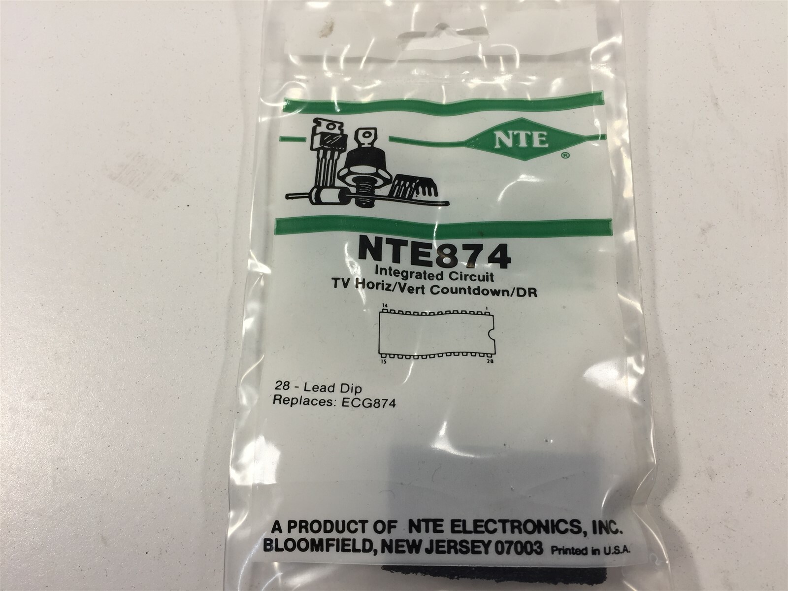 (1) NTE874 Integrated Circuit TV Horiz/Vert Countdown System C...