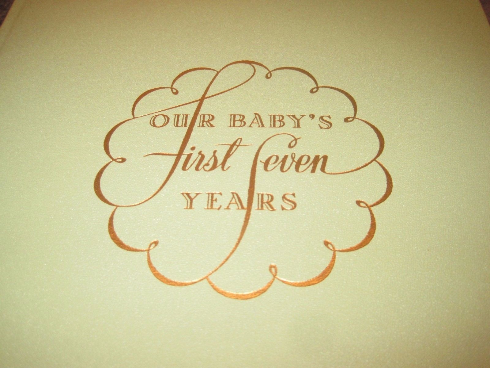 Our Baby's First Seven Years Vintage GREEN Baby Record Book 1955 In Box Unused