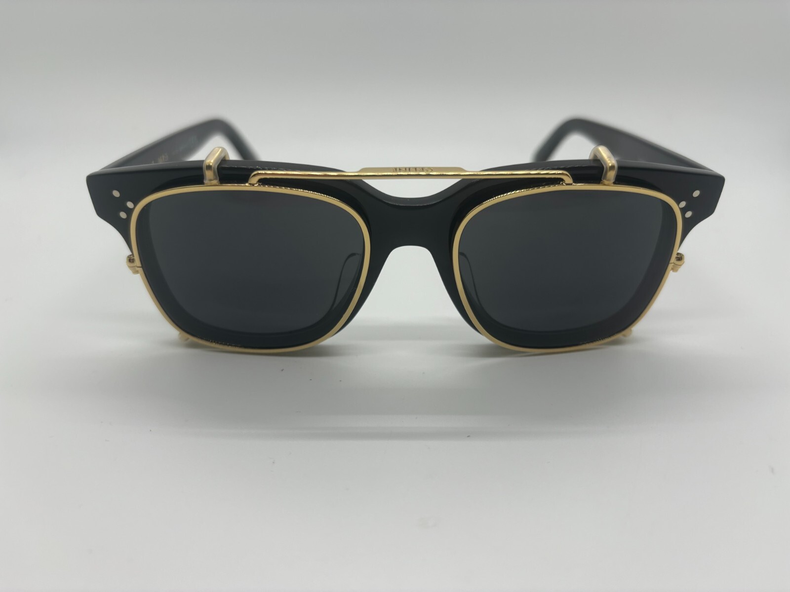 Pre-owned Celine Cl40268u-cl 01 Black Clip On Sunglasses 50-19-145mm Comes W/full Set In Gray