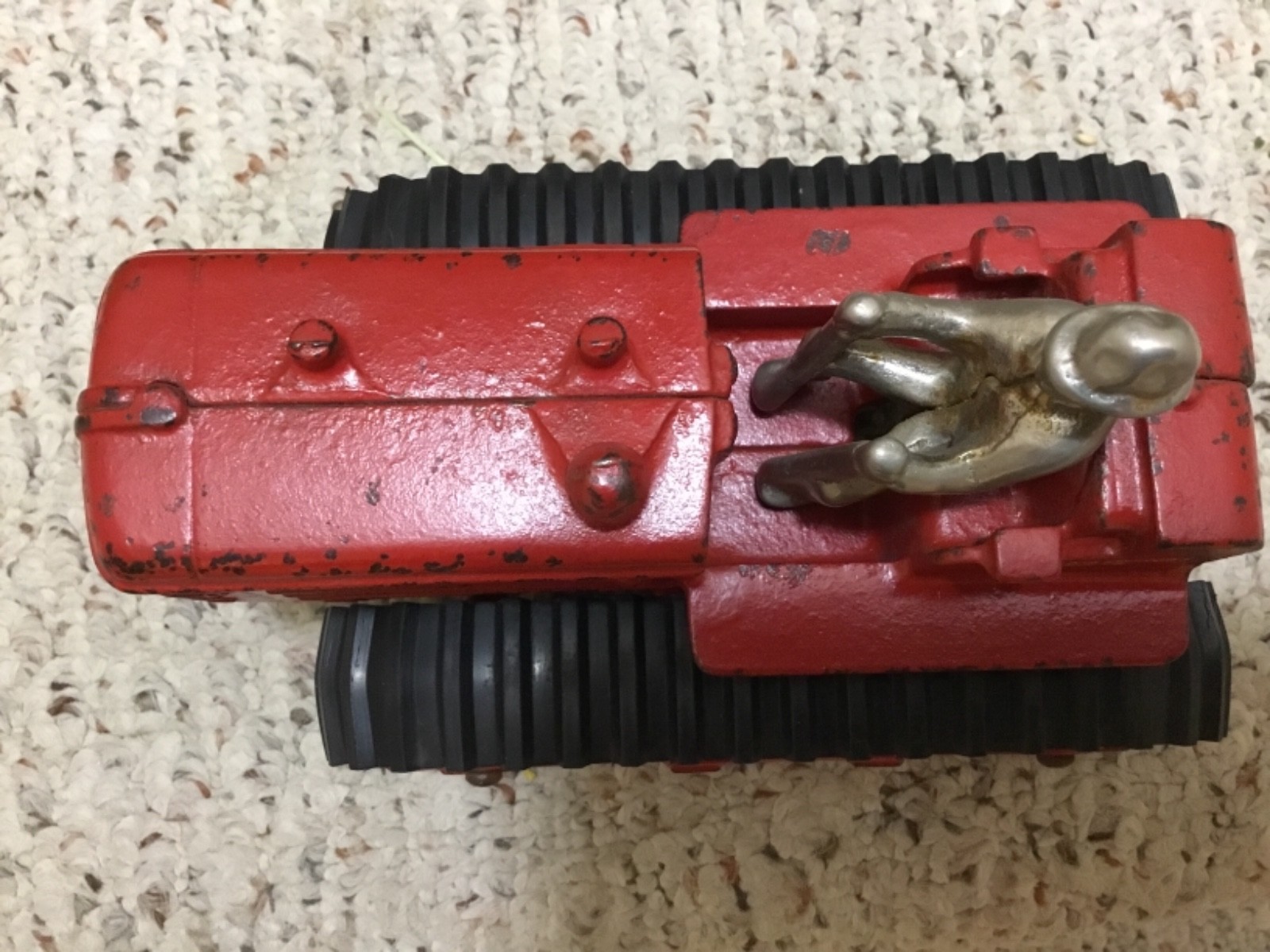 Vintage Arcade Cast Iron International Harvestor Crawler Toy with Nickel Man