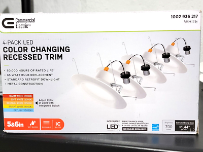 Commercial Electric 5 6 in. LED Color Changing Recessed Trim 1002936217
