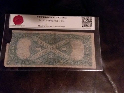 ORIGINAL RARE 1875 UNITED STATES $1 NOTE GRADED