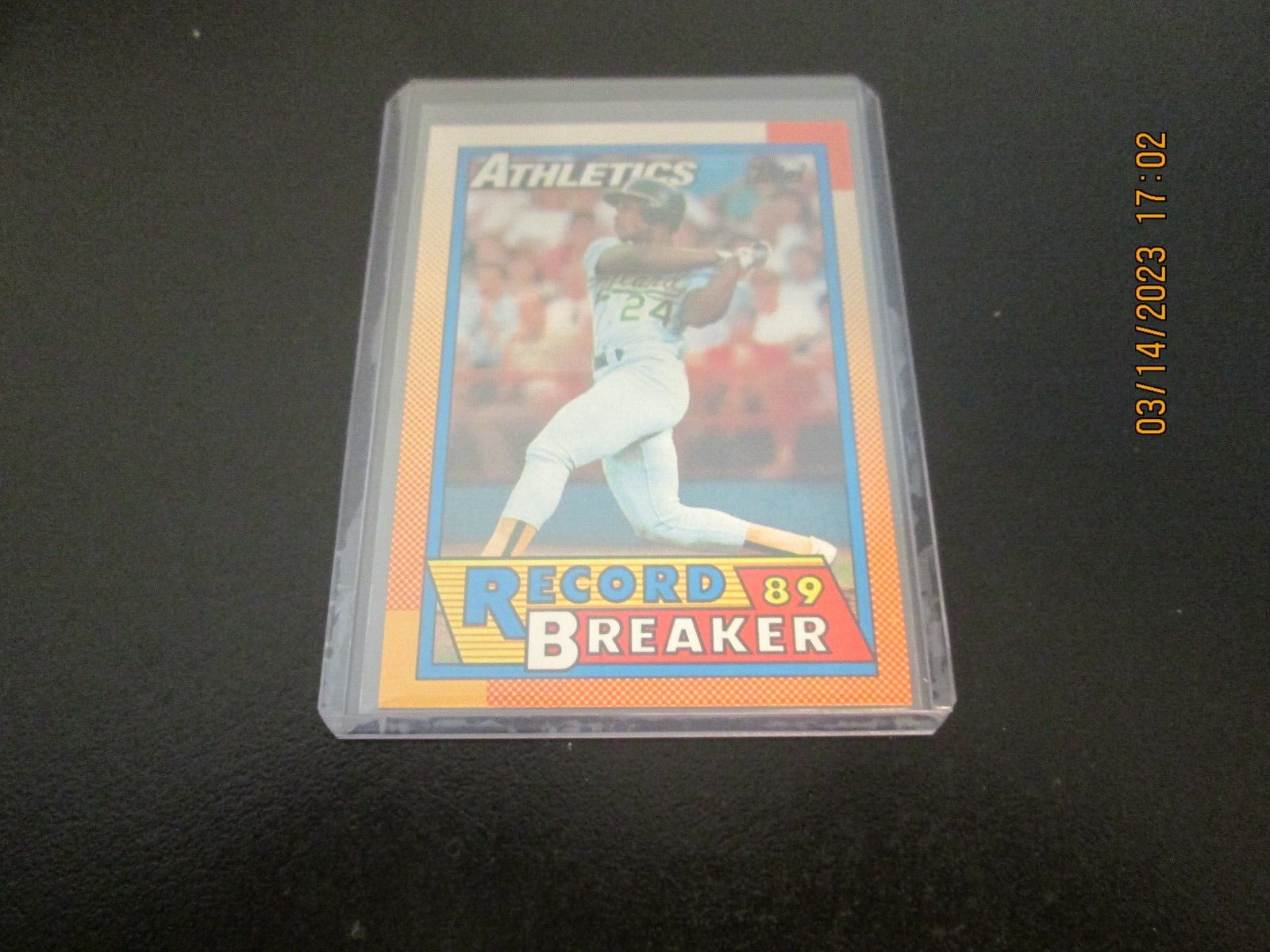 RICKEY HENDERSON A'S 1990 TOPPS RECORD BREAKER 89 CARD #7