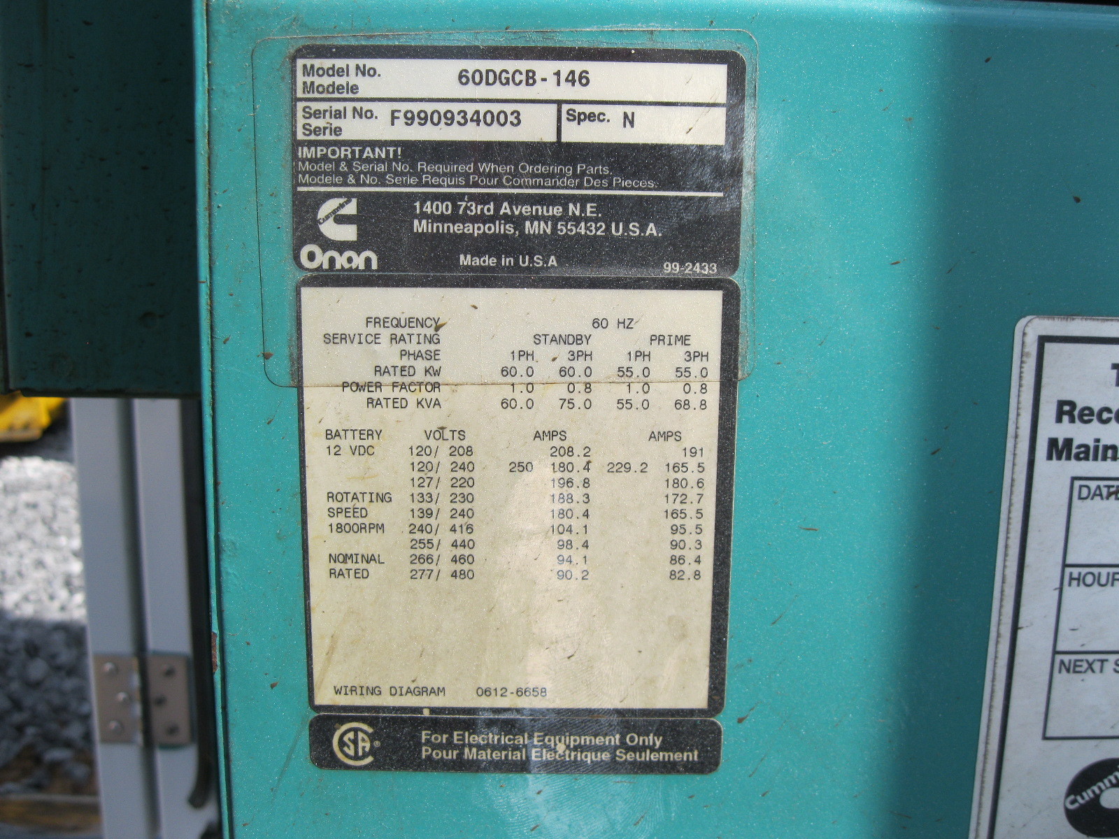 60kW Cummins Mobile Diesel Generator 60DGCB | S/N: F990934003