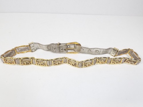 Vintage Metal Mesh Belt Womens Cheetah Gold and Silver Size 33