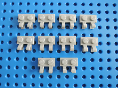 Lego 10 x Platte 1x2 mit 2 seitlichen Clips 60470  1x2 neu hellgrau 