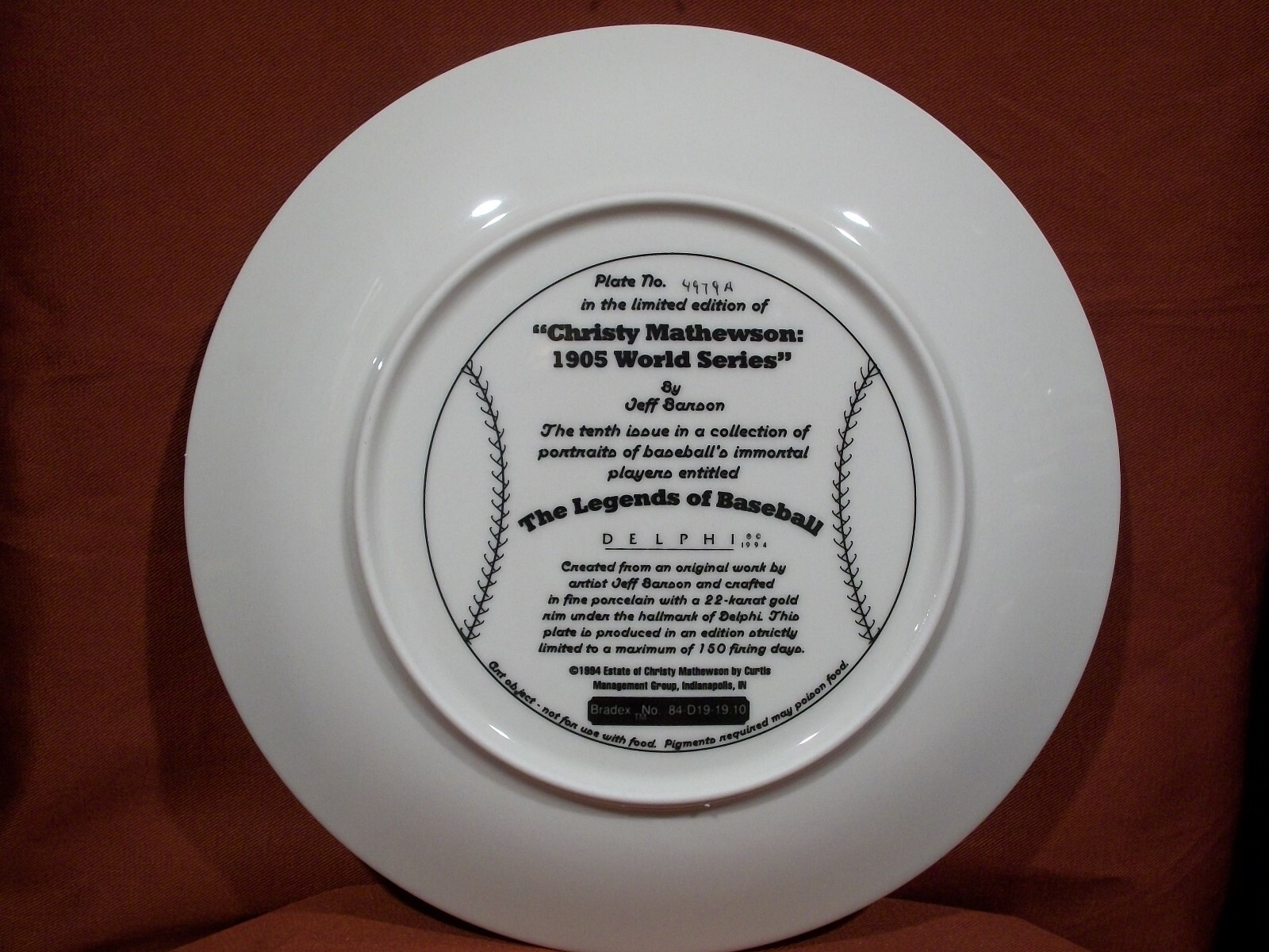 Bradford exchange Baseball Plates   Christy Mathewson