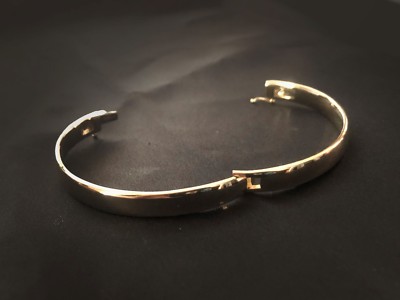Pre-owned Roxx Fine Jewelry Bangle Bracelet 7.7mm 14k Yellow Gold 6.5" Polished Half Round Hinged 29.98g