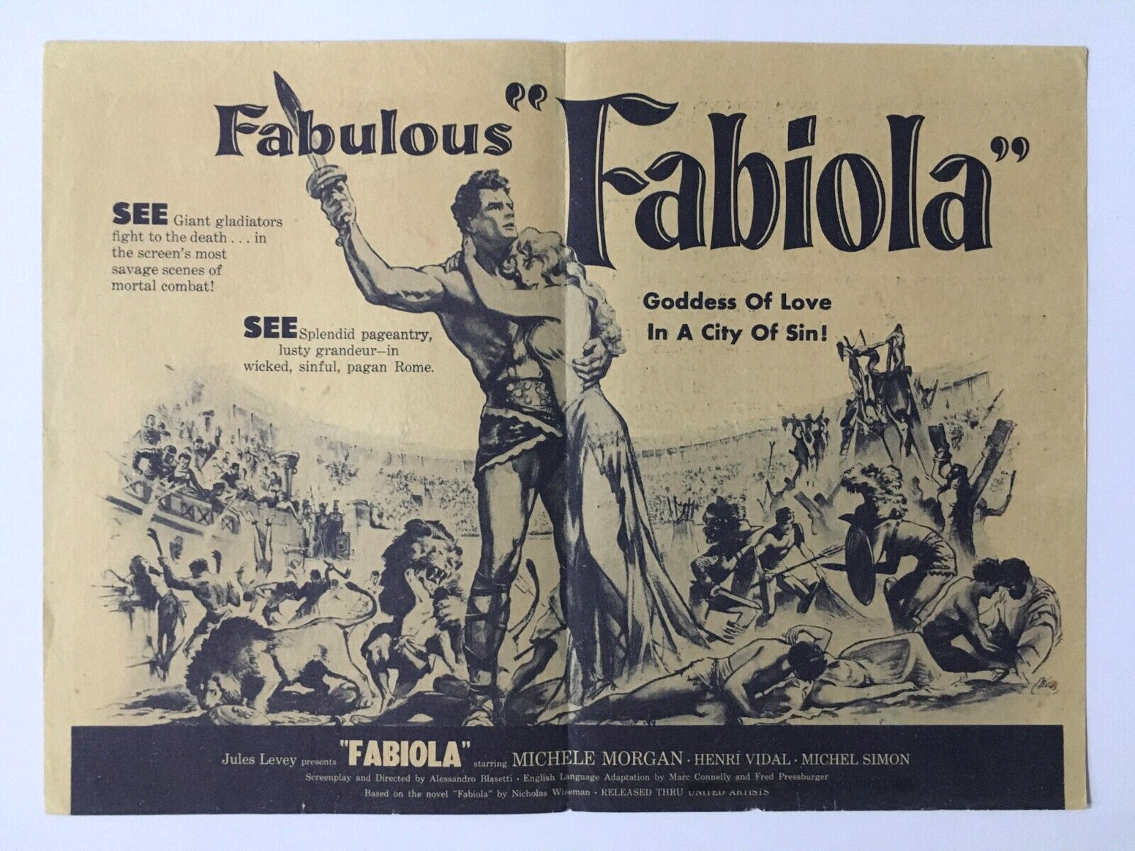 Sinful goddesses  1949 Hollywood Movie Herald FABULOUS FABIOLA. Michele Morgan. for India  Release | eBay
