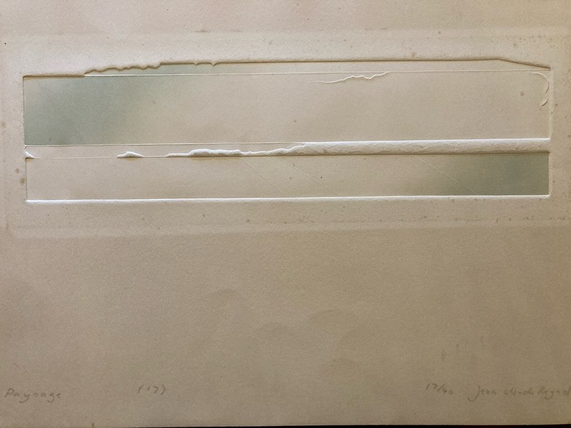 Belle Grande Gravure Gaufrage Jean Claude Reynal Paysage Papier Fort SignÃ© Art