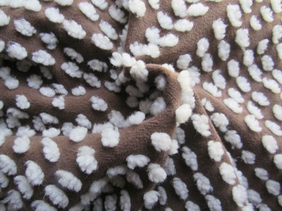 Chocolate Marshmallows Vintage Chenille Bedspread Craft Fabric Piece 31x46