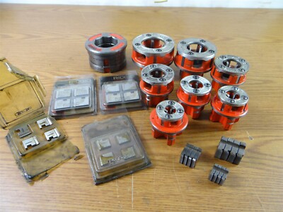7 RIDGID THREADING DIE HEADS 1/8 TO 1-1/4 NPT + ASSORTED CHASERS 