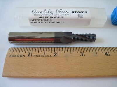 Quality Plus QPC911-56218 Solid Carbide Thread Mill 9/16-18, 1'' LOC, 3-1/2'' OAL